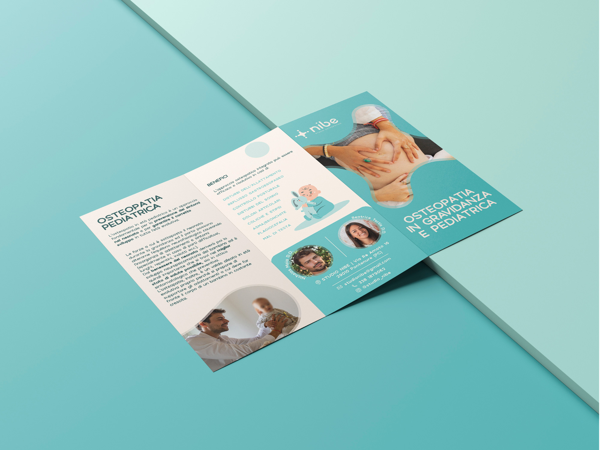 Pieghevole grafica studio osteopatico Nibe