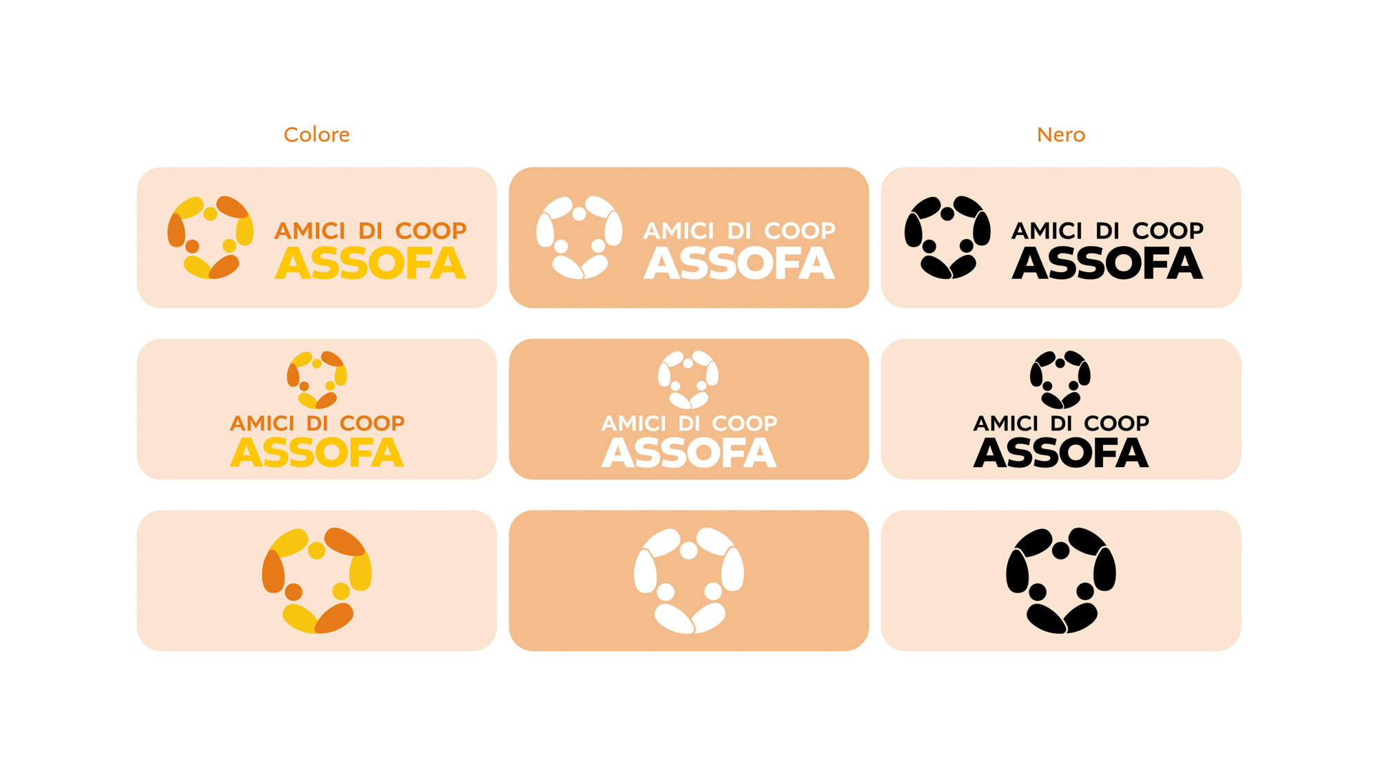 Declinazioni Amici di Coop Assofa cooperativa sociale Rebranding