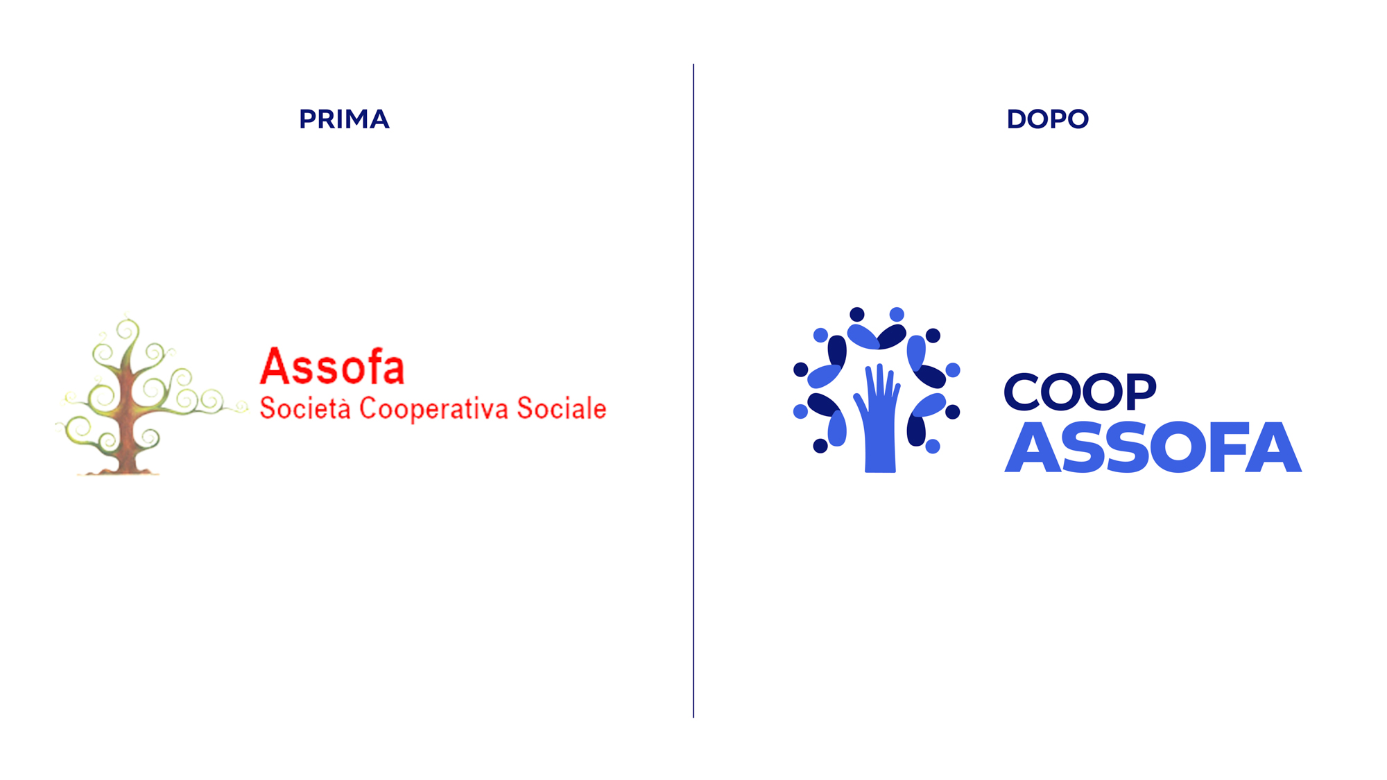 Logo vecchio e nuovo Coop Assofa Rebranding
